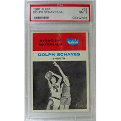 1961 Fleer Basketball #63 Dolph Schayes in action PSA NM7