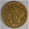 Image 1 : 1869 $20 GOLD LIBERTY TYPE 2 VF