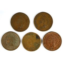 5- INDIAN HEAD CENTS (75,76,78,79,80) AG-VF