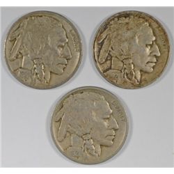 3-1921 BUFFALO NICKELS "GRADING SET" (GOOD, VG, FINE)