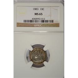 1883 Seated Liberty  dime  NGC65  est $700-$725