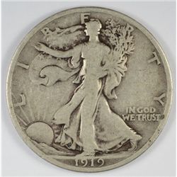 1919-D WALKING LIBERTY HALF DOLLAR, FINE