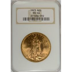 1923 $20 GOLD NGC MS64