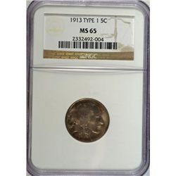 1913-1 BUFFALO NICKEL NGC MS65