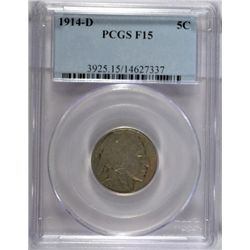 1914-D BUFFALO NICKEL PCGS FINE-15