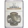 Image 1 : 1923 PEACE DOLLAR NGC MS62
