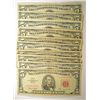 Image 1 : ( 10 ) $5.00 RED SEAL NOTES, ALL GOOD OR BETTER