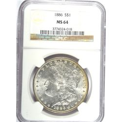 1886 MORGAN DOLLAR NGC MS64 WHITE