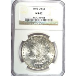 1898-O MORGAN DOLLAR NGC MS62 WHITE