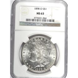 1898-O MORGAN DOLLAR NGC MS63 WHITE