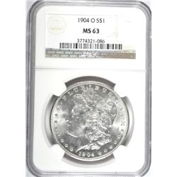 1904-O MORGAN DOLLAR NGC MS63 WHITE