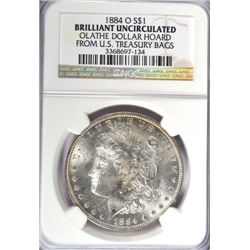 1884-O MORGAN DOLLAR NGC BU "OLATHE HOARD"