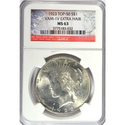 1923 PEACE DOLLAR NGC MS63 VAM-IV EXTRA HAIR