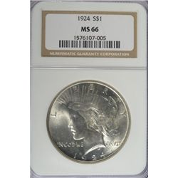 1924 PEACE DOLLAR NGC MS66
