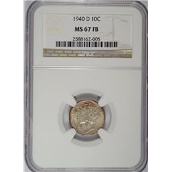 1940-D MERCURY DIME NGC MS67 FB SUPER!