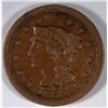 1853 LARGE CENT, AU-58  GLOSSY BROWN