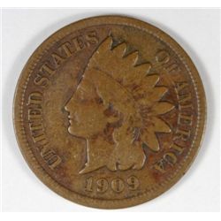 1909-S INDIAN ONE CENT VG-FINE KEY!