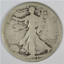 1921-D WALKING LIBERTY HALF DOLLAR VG KEY