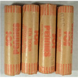 ( 4 ) ROLLS 1953-D BU LINCOLN WHEAT CENTS IN SHOTGUN WRAPPED ROLLS