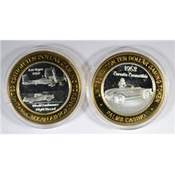 ( 2 ) COLLECTABLE LAS VEGAS SILVER CASINO TOKENS