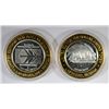 Image 2 : ( 2 ) COLLECTABLE LAS VEGAS SILVER CASINO TOKENS