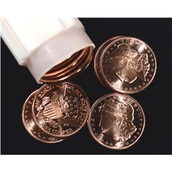 ( 20 ) ONE ROLL OF ONE OUNCE .999 COPPER ART ROUNDS, "MORGAN HEAD"  REPLICA