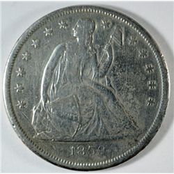 1859 O SEATED DOLLAR XF CLEANED