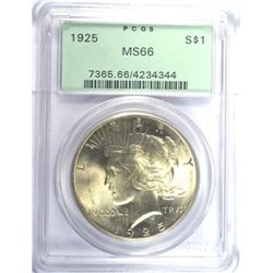 1925 PEACE DOLLAR PCGS MS66 OGH