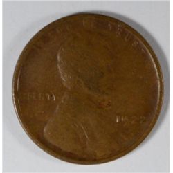 1922 NO D LINCOLN ONE CENT T-2 STRONG REVERSE ORIGINAL XF RARE!