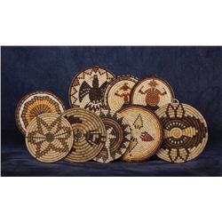 Collection of 9 Hopi Basketry Trays