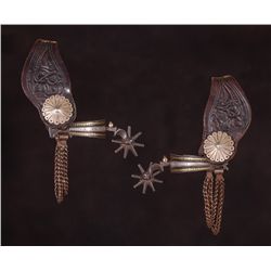 Unusual Silver & Brass Inlaid Spurs