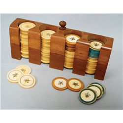 Ivory Poker Chips with Rack