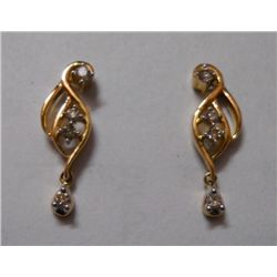 2.28g Earring of Diamond 0.16 Ctw in14kt Yellow Gold