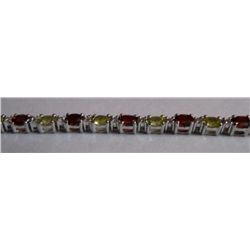 9.540g Bracelet of Peridot and Garnet Sterling Silver