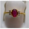 Image 1 : Ring of Diamond 0.08 Ctw,Ruby 0.48 Ctw in 2.34g 18kt Yellow Gold