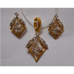 3.944g Earring and Pandent Set of Diamond 0.65 Ctw in 18kt Yellow Gold