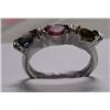 Image 1 : 3.510g Ring of Three Colour Tourmaline in Silver