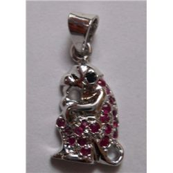 2.650g Monkey Shape Pendant of Ruby and Sapphire in Silver