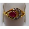 Image 1 : Ring of Diamond 0.07 Ctw,Ruby 0.59 Ctw in 2.39g 14kt Yellow Gold