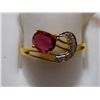 Image 1 : Ring of Diamond 0.05 Ctw,Ruby 0.45 Ctw in 1.78g 14kt Yellow Gold