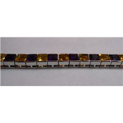 31.830g Bracelet of Amethyst and Citrine Sterling Silver