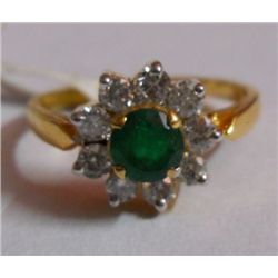 3.206g Ring in 14kt 2.976g Gold,0.58 Ctw Diamond,0.57 Ctw Emerald