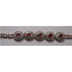 Ruby and CZ 20.830g Bracelet in Silver