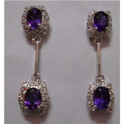 Amethyst and CZ Earring weight 9.230g in silver