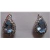 Image 1 : Blue Topaz and CZ Earring weight 7.350g in silver