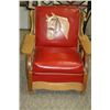 Image 1 : Red Leather Wagon Wheel Lounger Ex. Condition