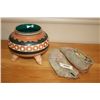 Image 1 : 3 Legged Mexican Pot/Pr Beaded Leather Mocassins