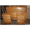 Image 1 : 3 Pc Carved Oak Sleigh Bed and 2 Bedside Tables