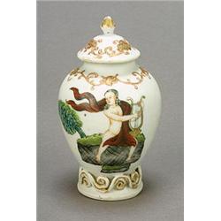 A Chinese export tea canister and cover of baluster form with pierced scrolls to the foot, the si...