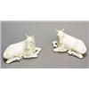 Image 1 : A pair of biscuit models of recumbent horses each with head turned to one side, 15.5cm (see illus...